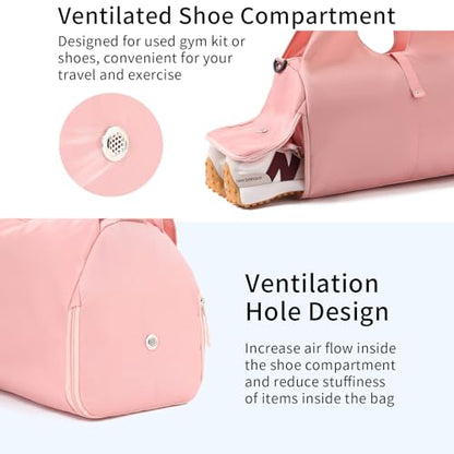 Handbag for Women Yoga Bag Large Capacity Yoga Pad Buckle with Shoe Compartment Water Bottle Sports Gym Bag Travel - color: C04-2 Pink