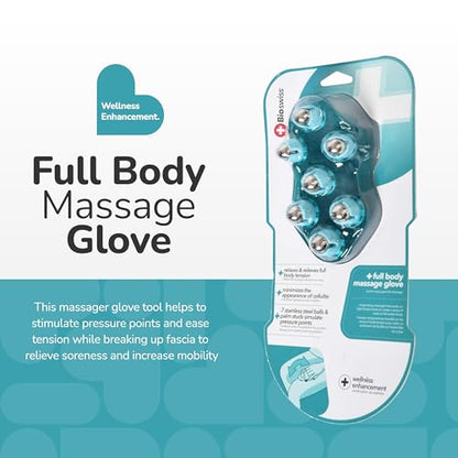 BioSwiss Massage Glove with Steel Roller Balls, Handheld Full Body Massager for Back, Neck, Shoulders, and Legs - style: Glove Roller