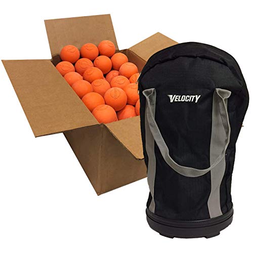 Velocity Lacrosse Balls - Practice Balls, Official NFHS, SEI, and College Approved Size - Meets NOCSAE Standard - Approved Competition Colors - Case of 60 & 120 with Ball Bag - color: Orange, size: 60 Balls + Bag, style: Practice Ball