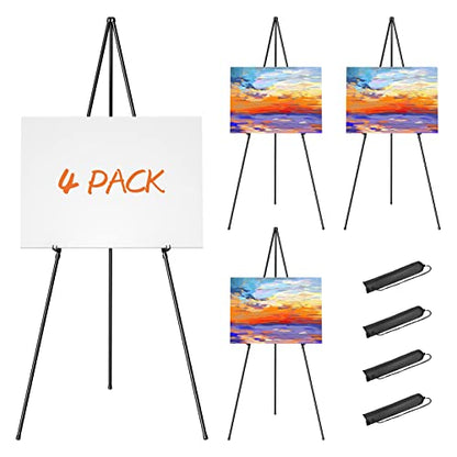 Easel Stand for Display, Aredy 63" Portable Painting Easel, Lightweight Metal Easels for Painting Canvas, Wedding Sign (4 Pack) - style: 4 pack