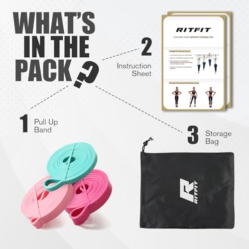 RitFit Pull Up Assist Band in Natural Latex for Stretching and Mobility - color: Combo