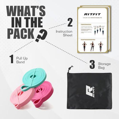 RitFit Pull Up Assist Band in Natural Latex for Stretching and Mobility - color: Combo