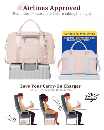 Gym Bag for Women,Travel Duffle Bag for Travel with Wet Pocket Weekender Overnight Carry On Tote Bag Luggage Bag with Trolley Sleeve Personal Item Travel Bag Hospital Diaper Bag Pink - color: M2-Pink