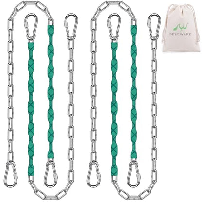 SELEWARE 4 Pcs 65" Heavy Duty Swing Chains Stainless Steel Hanging Chains - color: Green, size: 65" (4 Pcs)