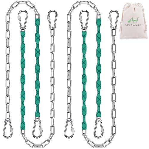 SELEWARE 4 Pcs 65" Heavy Duty Swing Chains Stainless Steel Hanging Chains - color: Green, size: 65" (4 Pcs)