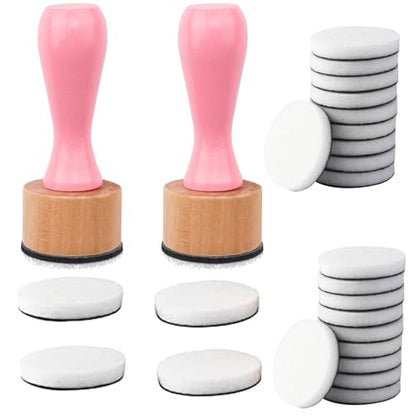 26 Pcs/Sets Ink Blending Tool Sets, Include 2 Pcs Round Ink Mini Applicator Tools and 24 Pcs Replacement Refill Foam Pads for Drawing Distressing Blending Scrapbooking & Stamping Supplies (Pink) - color: Pink