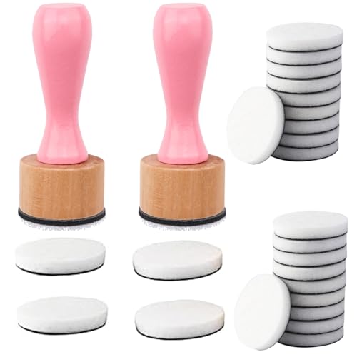 26 Pcs/Sets Ink Blending Tool Sets, Include 2 Pcs Round Ink Mini Applicator Tools and 24 Pcs Replacement Refill Foam Pads for Drawing Distressing Blending Scrapbooking & Stamping Supplies (Pink) - color: Pink