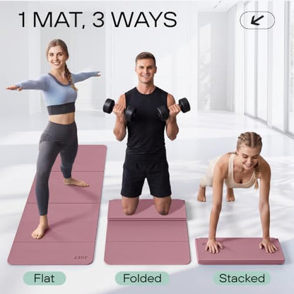 ZOEY 7-Fold Foldable Yoga & Exercise Mat, 74.8x31.5 Extra Wide 31.5 Inch XL Extra Large Lightweight Mat, Folding Pilates Stretching Mat, Anti-Slip Double Non Slip Noise Reducing Hot Yoga Mat, Odorless Non Toxic Eco TPE Workout Mat for Beginners Women Men,