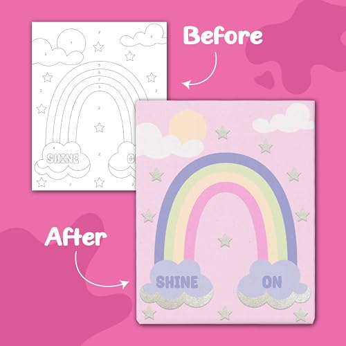 jackinthebox Paint by Numbers Unicorn Craft Activity for Girls for Ages 6–9 | Easy paint-by-number activity with 8X10 inch 3 unicorn canvas design,art & craft painting kit Gift for creative kids ages 6-9