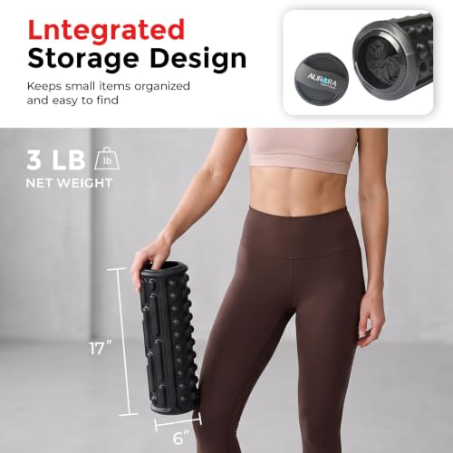 20-Inch Integrated Vibrating Foam Roller for Muscle Recovery with Storage | 20 Inch Tri-Texture Vibrating Foam Roller, 3 Vibration Levels, Storage Compartment, Portable Roller for Home, Gym and Travel