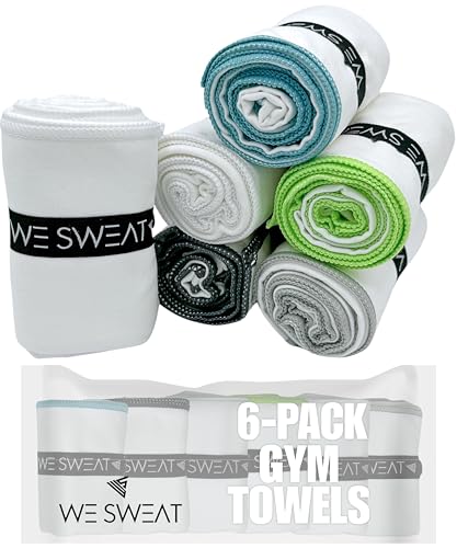 We Sweat’s (6 Pack) Microfiber Gym Towels, Highly Absorbent Soft Odor-Free - color: Whites (6 Pack), size: Sweat Towels
