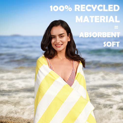 Your Choice Microfiber Beach Towel Sand-Free Quick Dry (67"x35"/60"x30") - color: N-yellow Stripes, size: Extra Large(67x35")