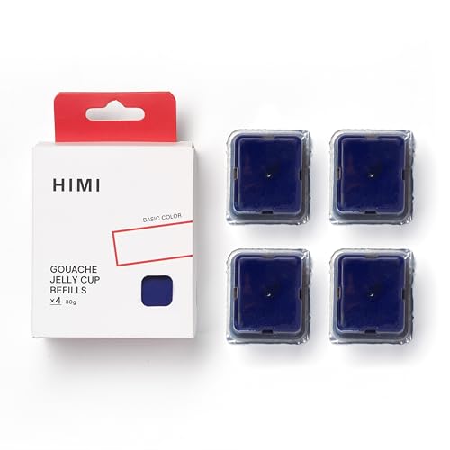HIMI Gouache Paint Jelly Cup Refill, 4 Pack 30g, Single Color Paint for Artists & Hobby Painters, Unique Design In Jelly Cup Rich Pigment, Non Fading Art Supplies for Canvas and Paper Painting(ultramarine) - color: ultramarine