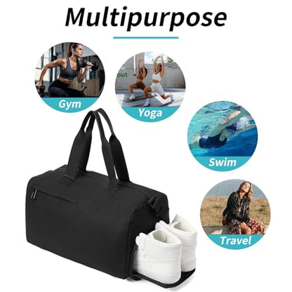 Handbag for Women Yoga Bag Large Capacity Yoga Pad Buckle with Shoe Compartment Water Bottle Sports Gym Bag Travel - color: B01-1 Black