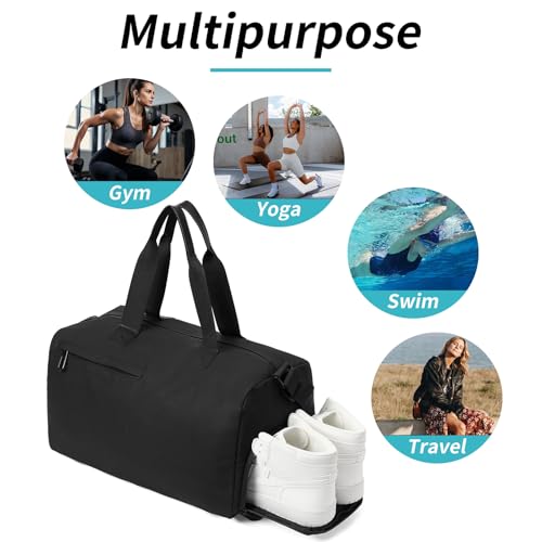 Handbag for Women Yoga Bag Large Capacity Yoga Pad Buckle with Shoe Compartment Water Bottle Sports Gym Bag Travel - color: B01-1 Black