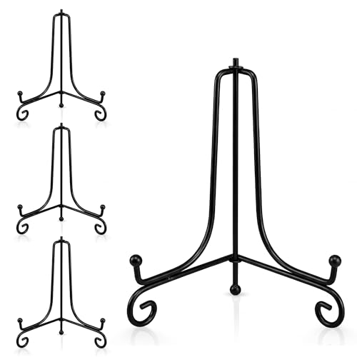 Artliving Plate Stands for Display, 8 Inch Black Iron Easel Plate Display Photo Holder Stand, Displays Picture Frames, Decorative Plates, Tablets and Art (4 pack) - size: 8 inch (4 pack)