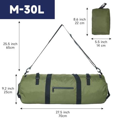 Arxus Duffle Bag 30L/50L/90L Long Travel Bag for Baseball Bat Tent Large - color: Green, size: 30L
