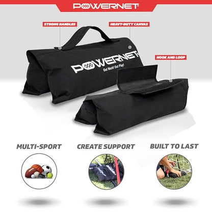 PowerNet All Sport Sandbags, Portable Soccer Goal Stability Sand Bags, Extra Weight for Football, Softball or Baseball Net, Fill Heavy Duty Bags with Sand or Weighted Balls