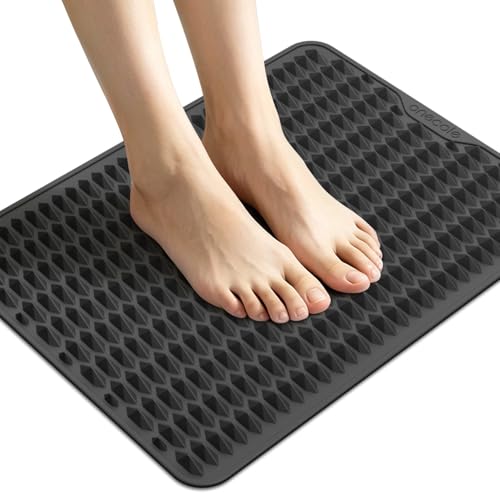 Acupressure Mat for Foot Massage, Silicone Foot Reflexology Mat | Portable Feet Mat for Plantar Fasciitis Relief and Muscle Relaxation - color: Grey