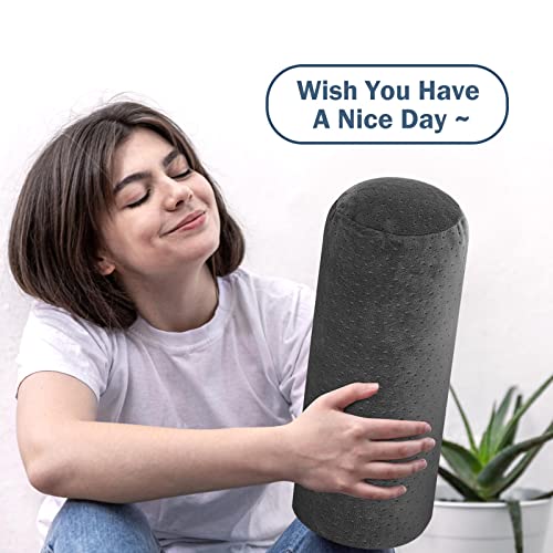 Remerry 2 Pcs 16 x 6 Inches Velvet Neck Roll Pillow Cover with Zipper, Soft Bolster Pillowcases for Cylindrical Pillow (Cover Only, Bolster Not Included)(Ash Black) - color: Ash Black, size: 16 x 6 Inches