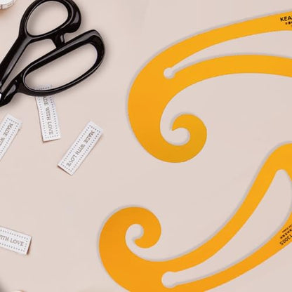 KEARING 2Pcs Orange French Curve Ruler Set - Flexible Sewing Template | Flexible 2-piece transparent orange PVC french curve set. Smooth drawing & grading templates for sewing pattern making - style: 1300S