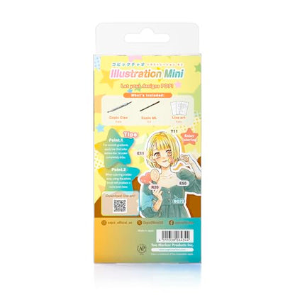 Copic Ciao Illustration Mini Pop Set, 5 Alcohol-markers + 1 Multiliner drawing pen, Yellow