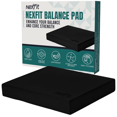 High-Density Balance Pad - Durable TPE Foam Balance Pad Physical Therapy, Foam Exercise Pad with Non-Slip Surface, Lightweight for Home & Gym Workouts, Core Strength & Balance Enhancement - color: Black, size: Large(15.5" x 12.5")