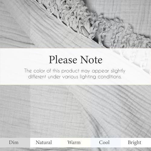 100% Cotton Gauze 50"X60" Throw Tassel 4 Layered Blanket- Scottish Grey | Premium Muslin Blanket for Couch,Bed,Living,Summer Lightweight, All Seasons Blankets & Throws, Boho,Travel & Skin Friendly - color: Scottish Grey, size: 50"X60" Throw