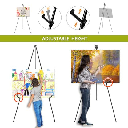 AROIC 63 "Easel Stand for Display, 10 Pack Portable Foldable Metal Easel | Signs Wedding Logos ,Arts, Painting,Adjustable Floor Easels with 10 Storage Bag - style: 10P
