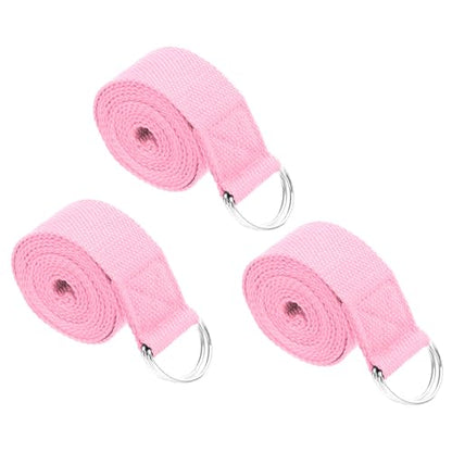 PATIKIL Yoga Strap for Stretching Cotton Yoga Belt with Adjustable Metal D-Ring Buckle Stretch Band for Fitness Pilates - color: Pink