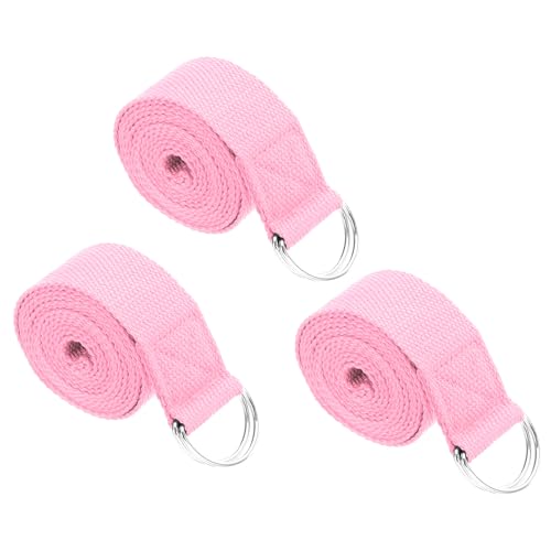 PATIKIL Yoga Strap for Stretching Cotton Yoga Belt with Adjustable Metal D-Ring Buckle Stretch Band for Fitness Pilates - color: Pink