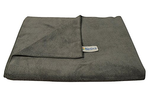 bintiva Hot Yoga Towel, Non Slip, Eco Friendly, 100% Microfiber, Large 25" x 72" Fits All Mats - color: Dark Gray