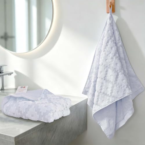 VOOVA & MOVAS Light Purple Hand Towels 2 Pack, 100% Cotton, 13x29 in | Lightweight Fluffy, Absorbent & Quick Dry, Fade Resistant, Jacquard Design, Built-in Hanging Loop, Gentle on Skin - color: Purple