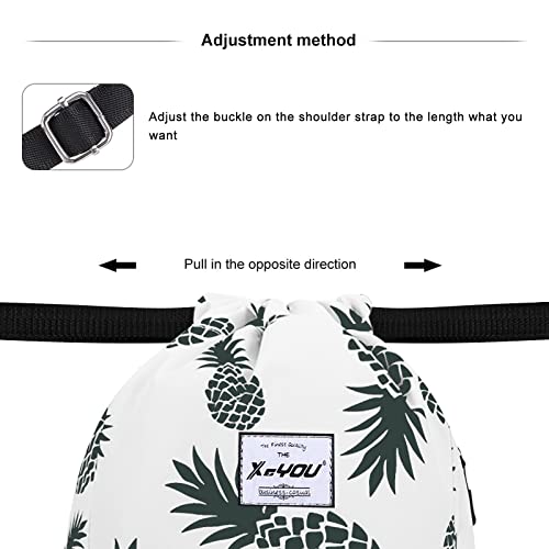 XEYOU Drawstring Backpack Bag Sport Gym Sackpack Beach Cinch Bag | Lightweight Swimming Bag, Water-Resistant Fabric, Travel Daypack for Women and Men - color: Beige Pineapples Pattern