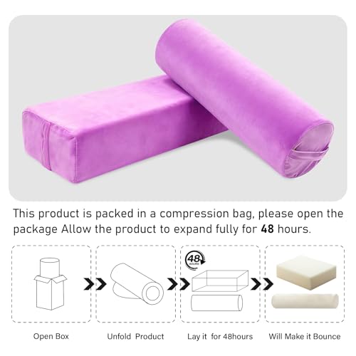 JZHLLA 2 PCS Yoga Bolster Pillow Set Washable Velvet Cover Meditation Bolster with High Density Foam and Carry Handle Rectangular and Cylinder Bolsters for Restorative Yoga