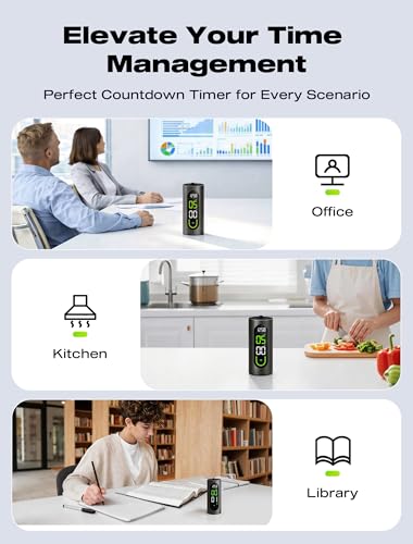 MASHI Portable Visual Digital Timer with Silent Mode and Vibration Alarm