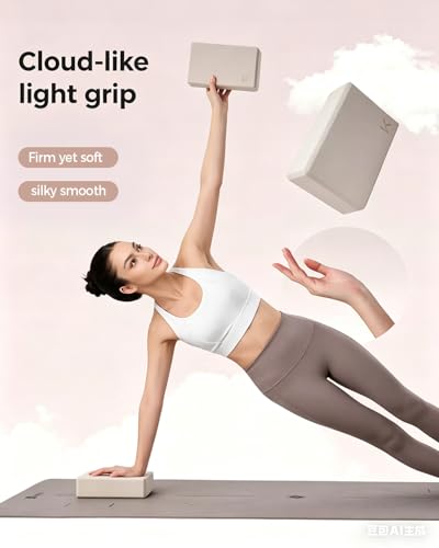 KEEP Yoga Block, High-Density EVA Foam 2 Pack Yoga Block with Non-Slip Textured Surface, Supportive, Lightweight - Ideal for Yoga - color: 2-pack-Oat White