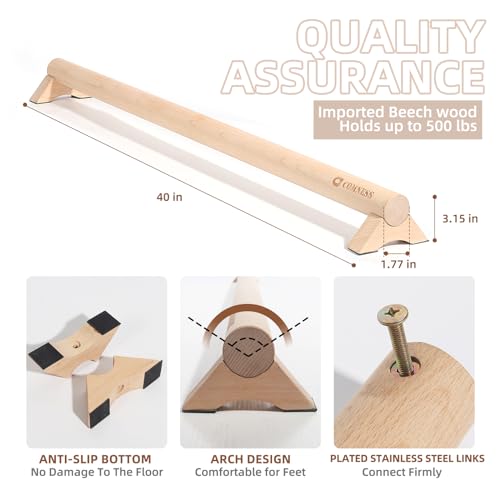 Versatile 40 Inch Beech Wood Balance Beam for Home Use - Enhance Balance, Ankle Strengthener Foot Exerciser for Sprained, Physical Therapy Purposes for Plantar Fasciitis Relief - color: Wood
