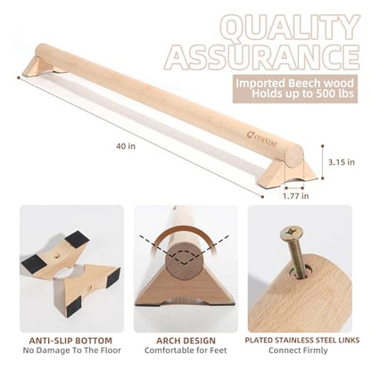 Versatile 40 Inch Beech Wood Balance Beam for Home Use - Enhance Balance, Ankle Strengthener Foot Exerciser for Sprained, Physical Therapy Purposes for Plantar Fasciitis Relief - color: Wood