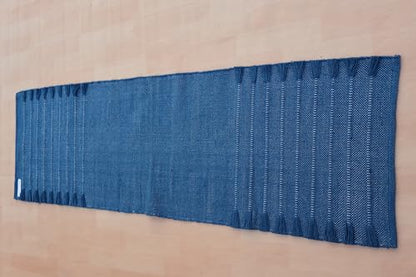 Jaipur art & Rugs Organic Cotton Yoga Mat - Eco-Friendly Hand-Woven Rug - Non Slip & Thick (24”x72”x5mm) for Everyday Fitness at Home - Comfortable Extra-Long - color: Blue