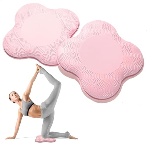 2PC Extra Thick Foam Yoga Knee Pads - Non-Slip Cushion for Knees & Elbows Ideal for Fitness Travel Meditation Kneeling Balance Floor Pilates - color: Pink