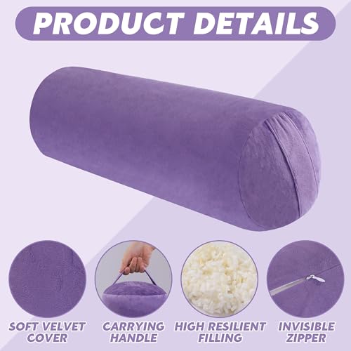 MABOZOO Round Yoga Pillow, Cylindrical Yoga Bolster Pillow with Washable Cover, Meditation Cushion Body Cushion for Practice, Restorative, Meditation - color: Purple