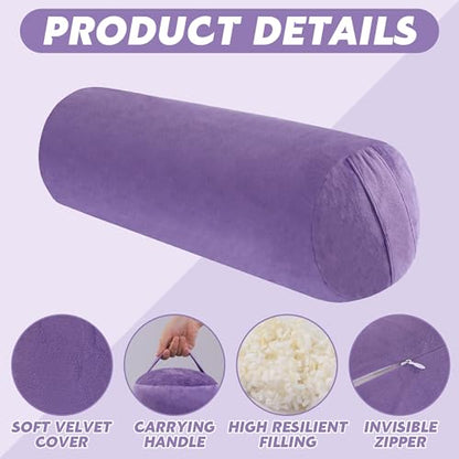 MABOZOO Round Yoga Pillow, Cylindrical Yoga Bolster Pillow with Washable Cover, Meditation Cushion Body Cushion for Practice, Restorative, Meditation - color: Purple