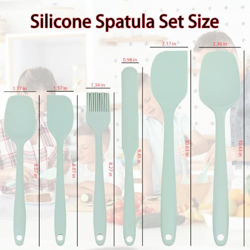 6 Pieces Silicone Spatula Set, Food Grade Silicone Scraper Spatulas Heat Resistant Kitchen Utensils Brush BPA-free Spatula for Scraping, Cooking, Mixing, Baking