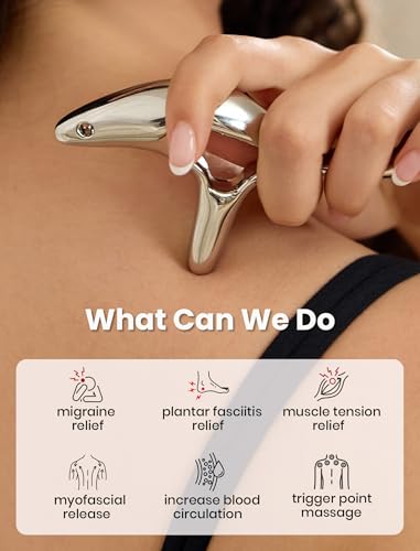 lifechill Trigger Point Massage Tool for Pain Relief Deep Tissue & Gua Sha, HSA Fascia Release Tools for Full Body, FSA Eligible Items Muscle Scraper Acupressure Tool TMJ Relief, Thumb Saver Neck Foot - color: Silver