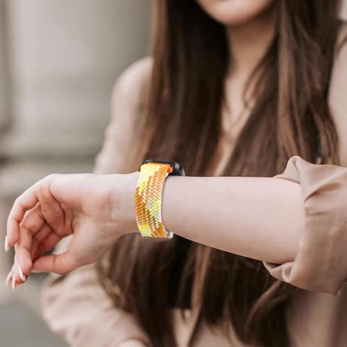 Nylon Braided band Compatible with Samsung Galaxy Watch 8 40mm 44mm, Elastic Band for Galaxy Watch 8 Classic 46mm - color: Fragrant Orange