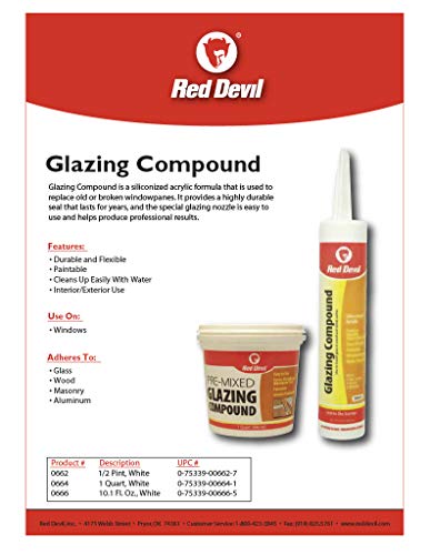 Red Devil 0662 Pre-Mixed Glazing Compound, 1/2 Pint (Pack of 12) - size: 1/2 Pint (Pack of 12)