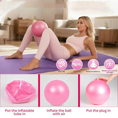18 Pcs Pilates Kit for Home Workouts Women, 14" Magic Circle with Pilates Ring and Ball Set, 3 Fabric Resistance Bands & 5 Latex Bands for Core Strength, Toning & Flexibility.