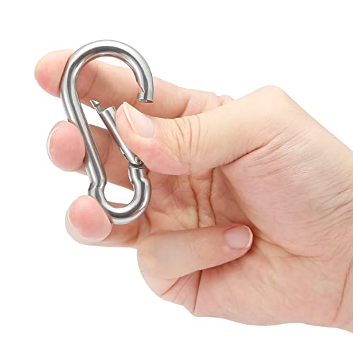 sprookber Stainless Steel Spring Snap Hook Carabiner - 304 Stainless Steel Caribeener Clips, Set of 6 - color: Silver, size: 2.75 Inch
