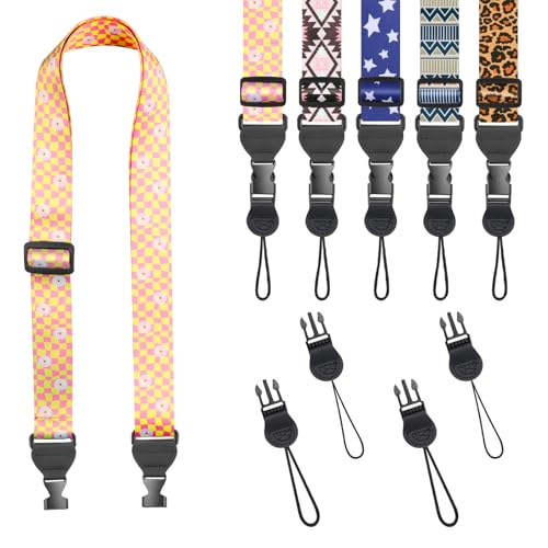 FIEIL Checkerboard Daisy Shoulder Strap, Adjustable Camera Strap with 2 Sets of Quick-Release Buckles, Comfortable Neck Strap for iPad, Tablet, Camera, Laptop, Binocular, Luggage Bag - color: Checkerboard Daisy